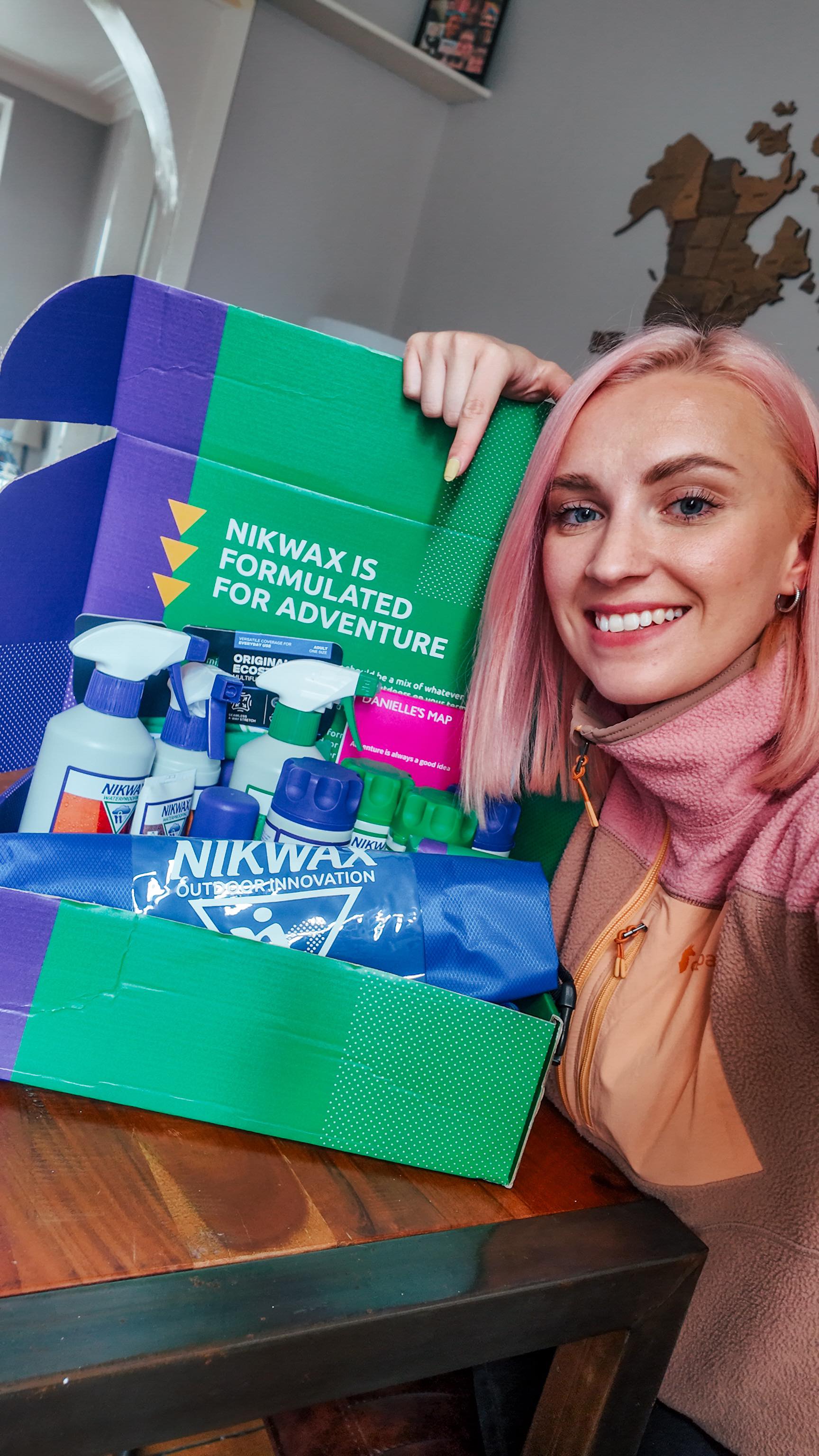 Instagram post by @the.wandering.wilson for Nikwax. Caption reads: 🎉 GIVEAWAY TIME! 🎉 *Closed * Ad Nikwax is....