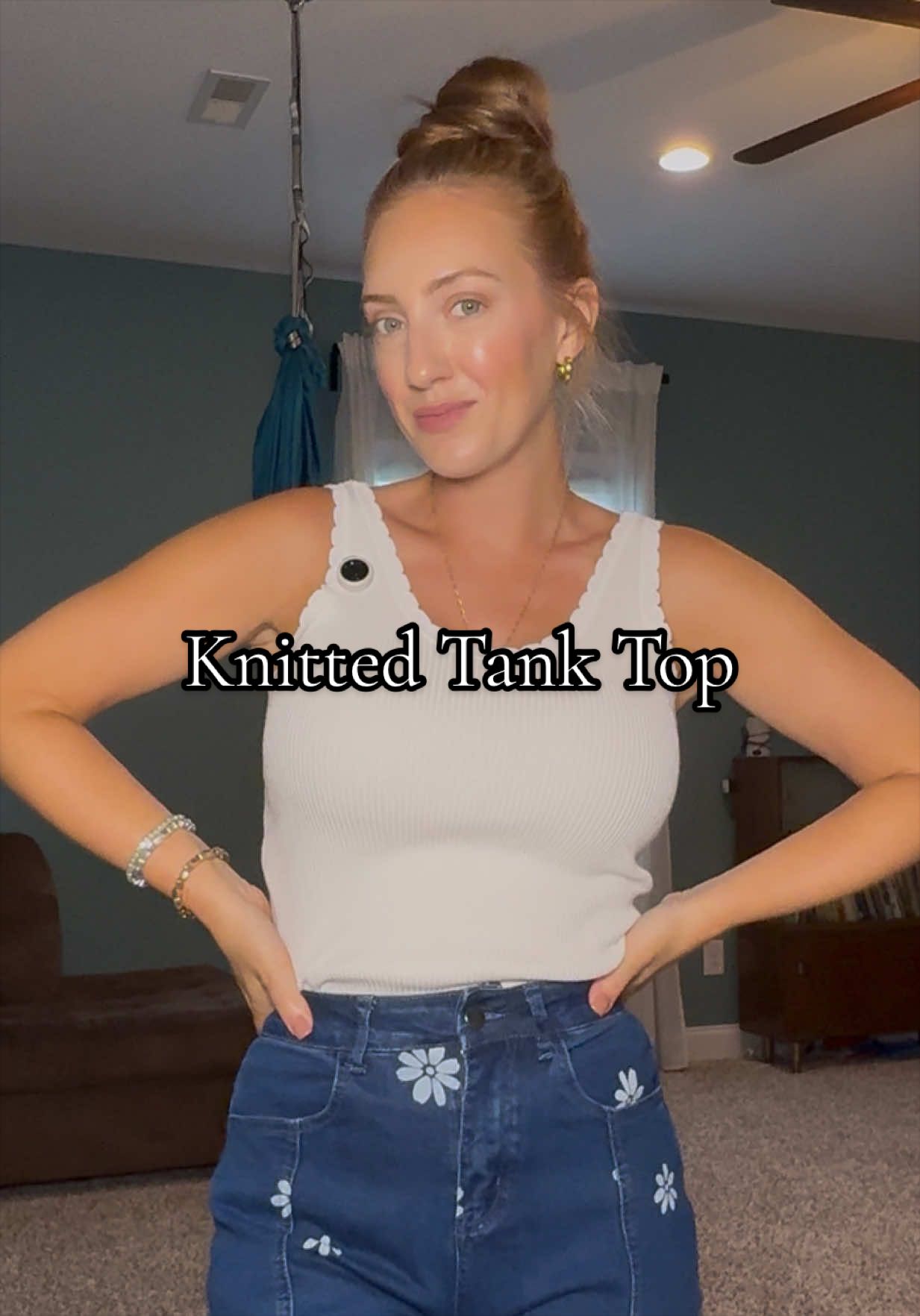 TikTok post by @shelbyeclark for Tankaneo. Caption reads: [...] color. Wearing my true size small @Tankaneo....