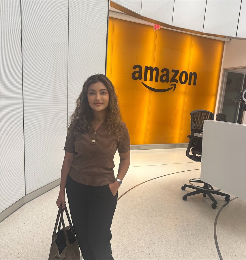 Instagram post by @soumstagram_ for Amazon Web Services. Caption reads: Today I’m at the Amazon corporate office in NYC....