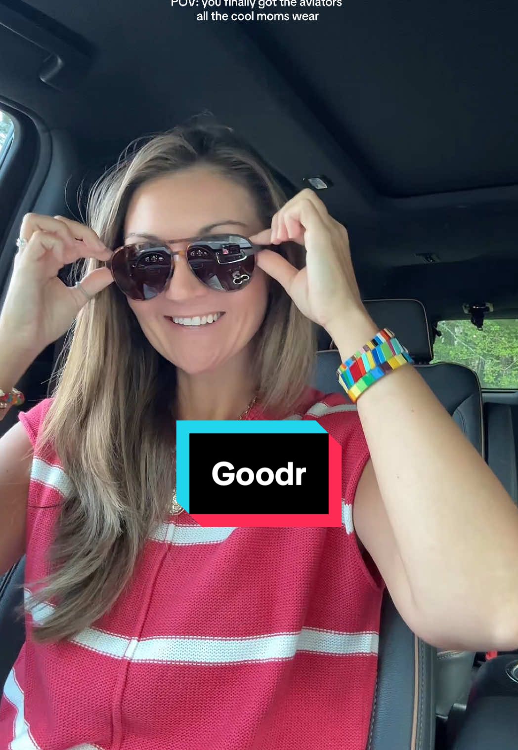 TikTok post by @kaylynreve for Goodr. Caption reads: [...] I can’t get over the price. @goodr #aviators....