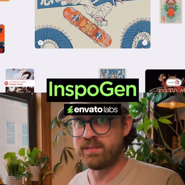 Instagram post by @jason_swet for Envato. Caption reads: Add this website to your bookmarks!

InspoGen is a....