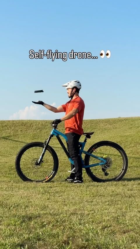 Instagram post by @sethstevens14 for HOVERAir. Caption reads: @hoverair_global - Cycling mode 🤝👀 [...].