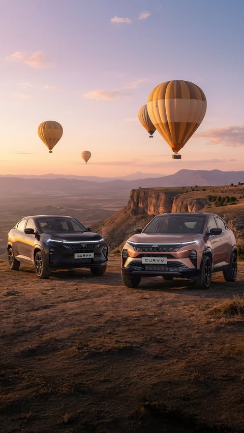 Instagram post by @tatacurvv for Tata Motors. Caption reads: [...] #TataCURVV #CURVV #SUVCoupe #TataMotors​​ ​....