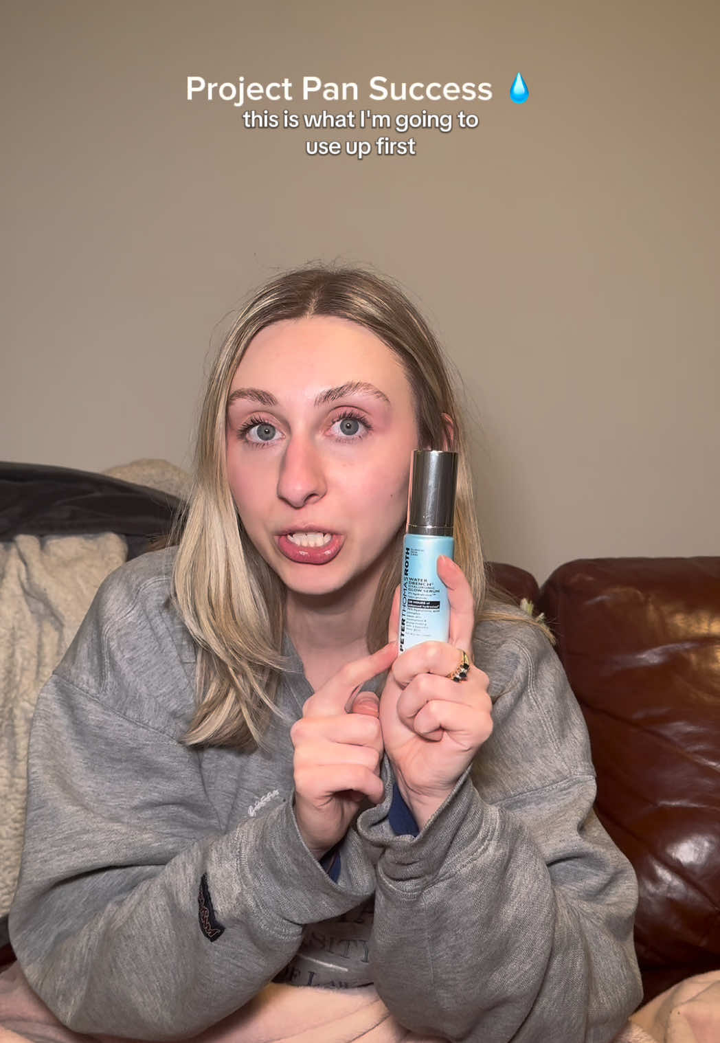 TikTok post by @mary_naccarato for Peter Thomas Roth. Caption reads: [...] be starting new serums!! @Bubble Skincare....