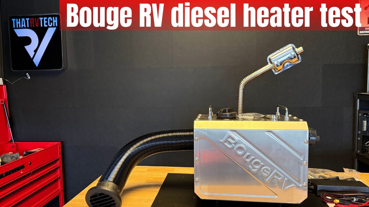 YouTube post by @Thatrvtech for BougeRV. Caption reads: 🔴Get Instant Saving on BougeRV Diesel Heater on....