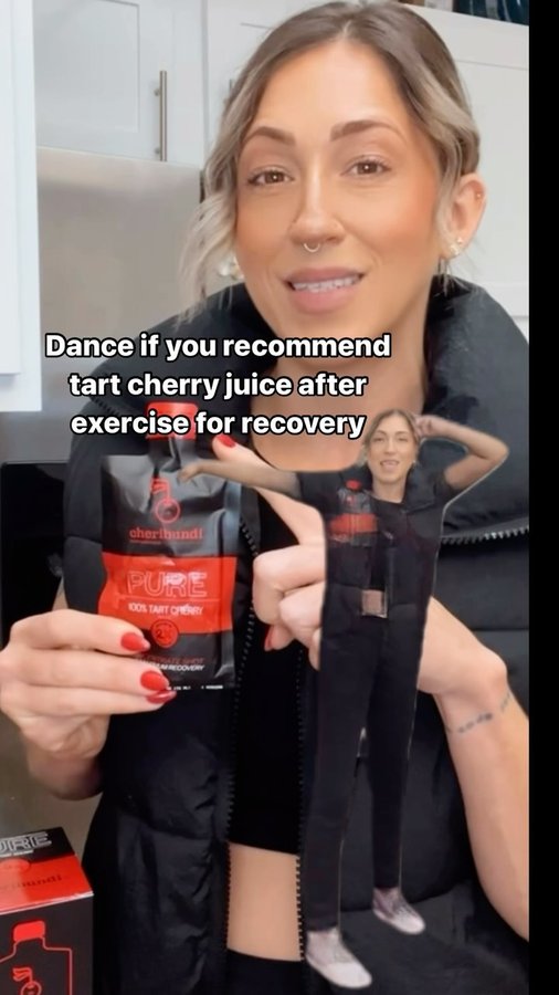 Instagram post by @jessicathesportsrd for Cheribundi. Caption reads: Research has shown consuming 8-12 oz (or a 1 oz....