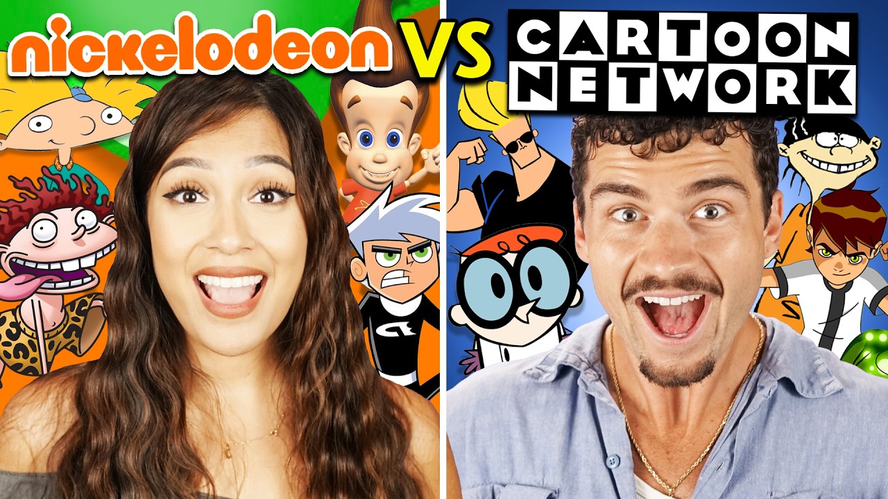 YouTube post by @REACTbullseye for Freecash.com. Caption reads: Nickelodeon Vs. Cartoon Network: Trivia Battle!.