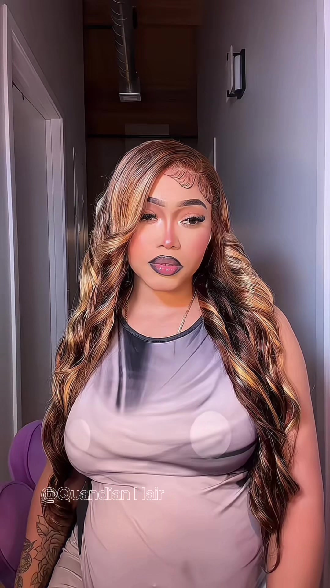 TikTok post by @yaatiff for Quandian Hair. Caption reads: @QUANDIAN Hair This wig is proof that the right....
