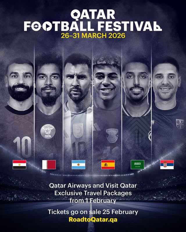 Instagram post by @qatarcalendar for Qatar Airways. Caption reads: [...] travel packages in partnership with Qatar....