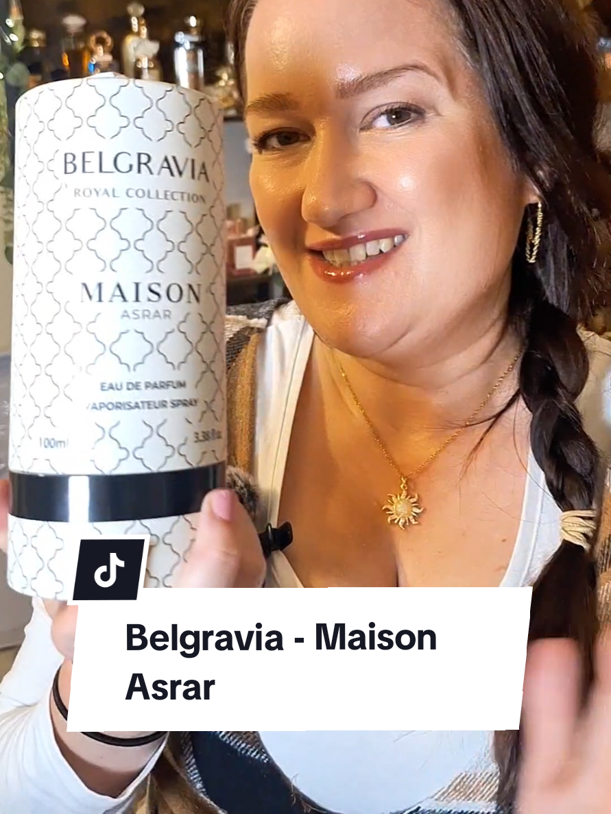 TikTok post by @.essence.of.emily for Maison Asrar. Caption reads: Belgravia was kindly gidted to me by @Maison Asrar....