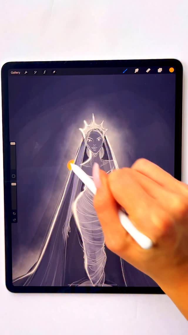Instagram post by @hnicholsillustration for Procreate. Caption reads: Couture Ghost ✨ the drawing app is @procreate....
