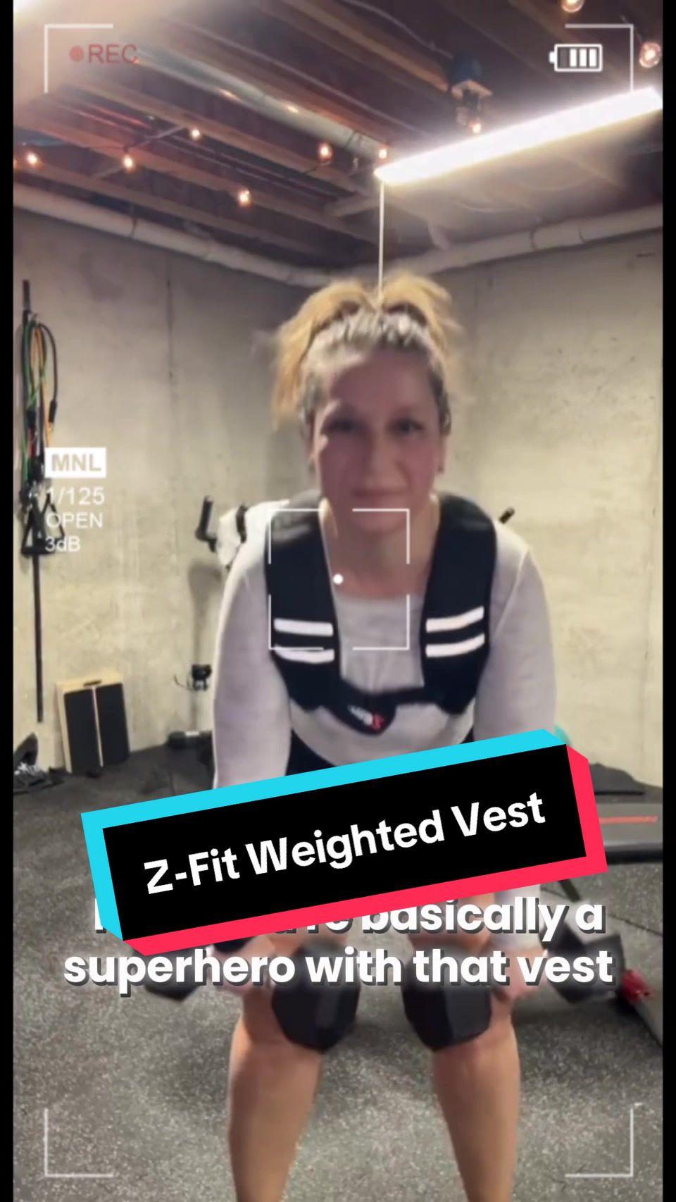 TikTok post by @kostlund for Zelus Fitness. Caption reads: [...] #zelusweightedvest @ZELUS Fitness.