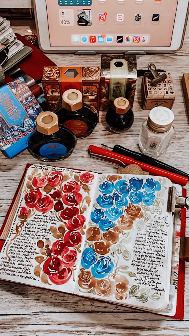 Instagram post by @marsiabramucci for Ferris Wheel Press. Caption reads: Today I am playing with these 4 beautiful inks....