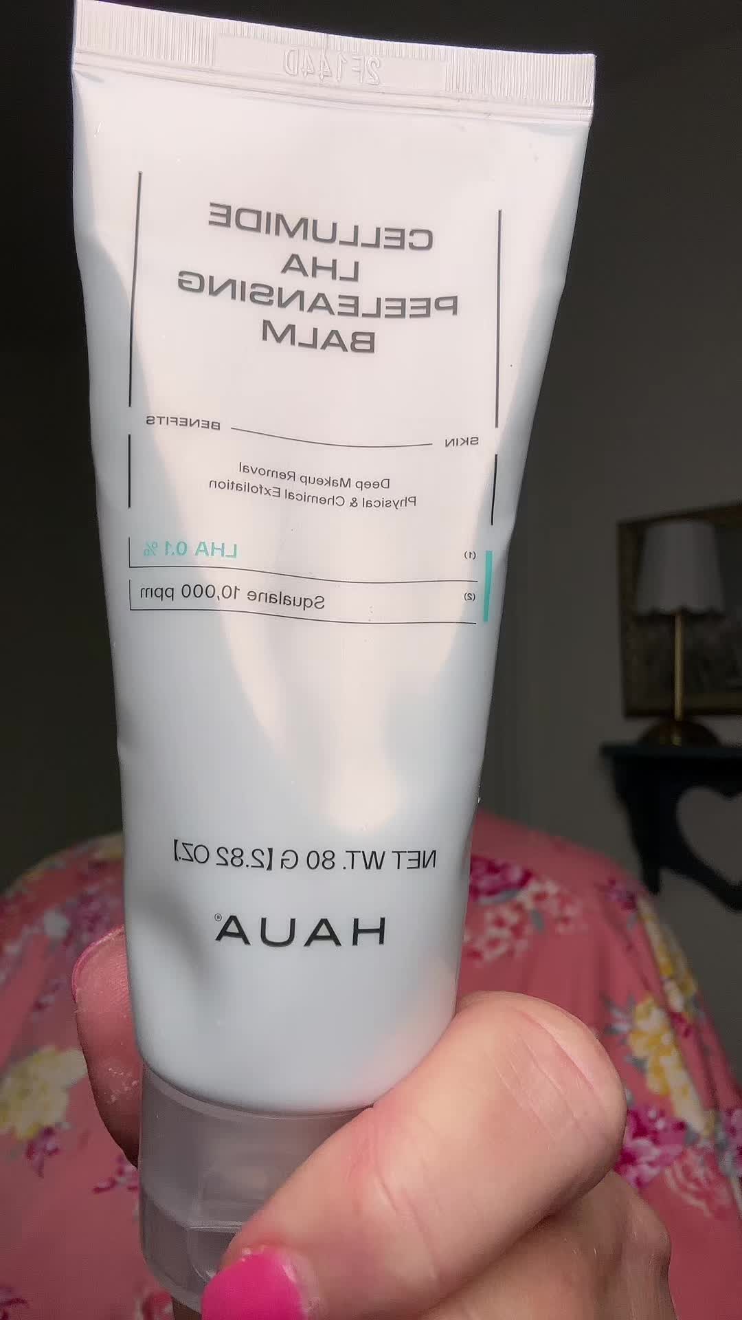 TikTok post by @amyw1007 for HAUA. Caption reads: [...] a clean face and waking up refreshed. @HAUA....