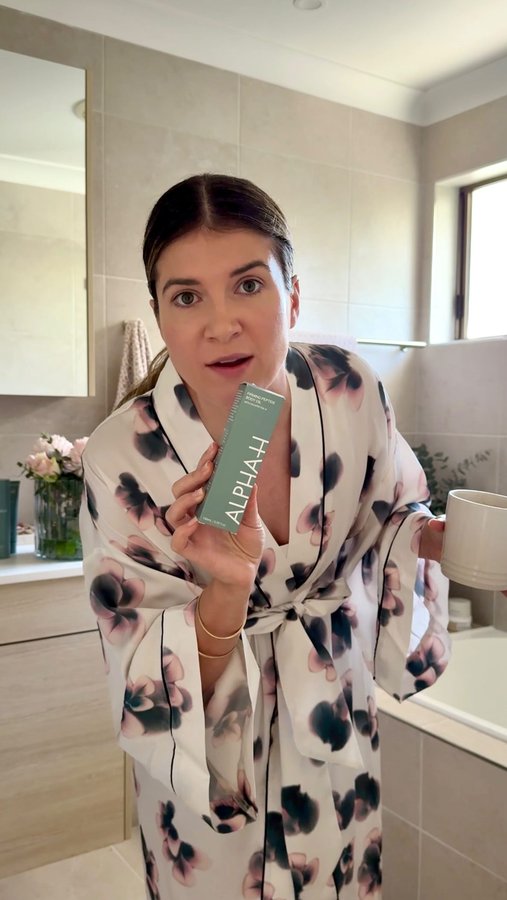 Instagram post by @paigecarmichael for ALPHA-H. Caption reads: I do not post skincare unless I can show you....