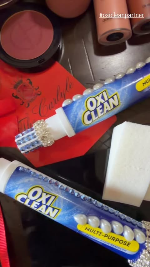 Instagram post by @cgonzalezbeauty for OxiClean. Caption reads: [...] clothing, especially as a pro MUA. The....