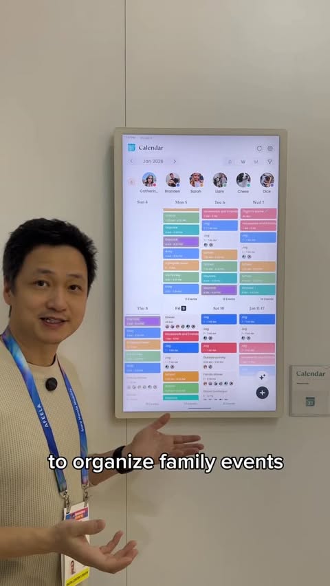 Instagram post by @toolselectrodiy for Cozyla. Caption reads: Cozyla family digital calendar in CES 2026 [...].