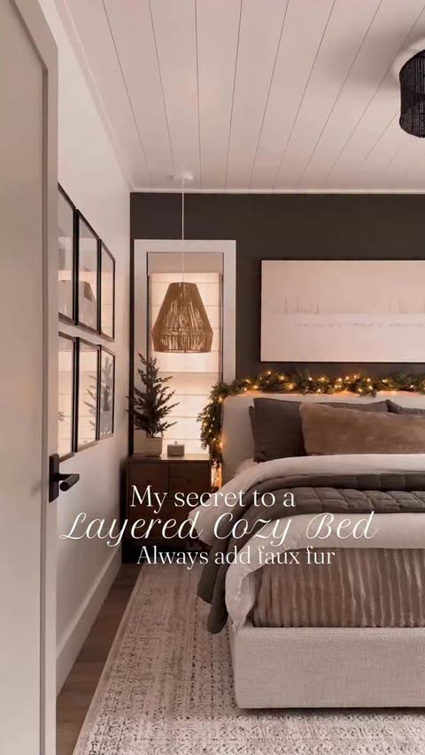 Instagram post by @making_highview_home for Bedsure Home. Caption reads: My secret to a cozy layered bed ✨ Comment SHOP for....