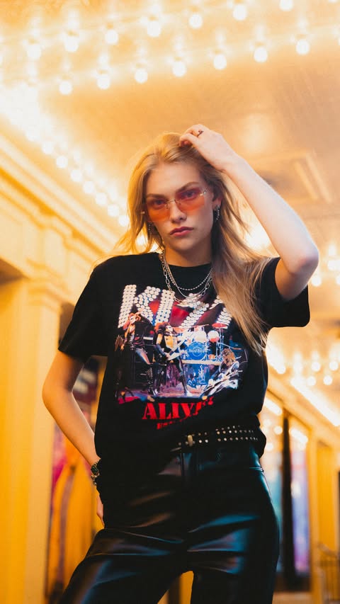 Instagram post by @officialhardrock for Hard Rock Cafe. Caption reads: The KISS x Hard Rock Cafe Collection has dropped!....