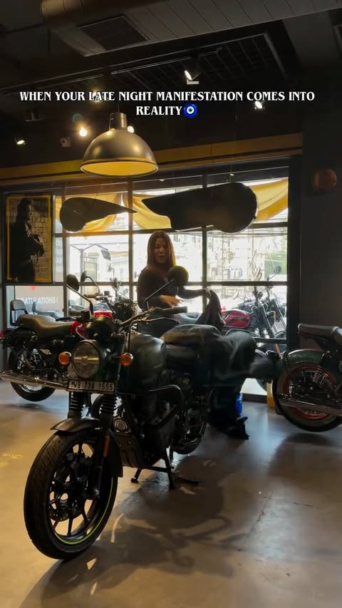 Instagram post by @rida_chhetri07 for Royal Enfield. Caption reads: [...] 🧿 . . . . . . . . . . #hunter350....