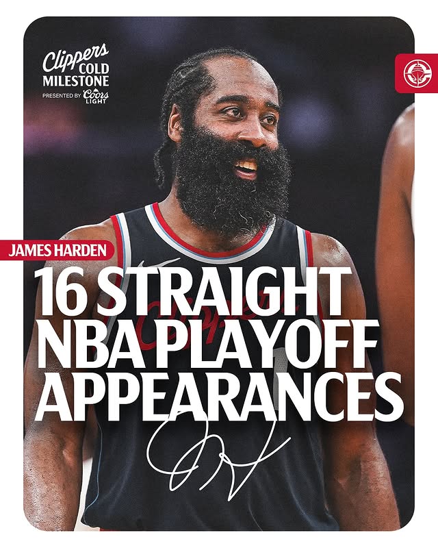 Instagram post by @laclippers for Coors Light. Caption reads: 1️⃣6️⃣ straight #NBAPlayoffs for 1️⃣!.