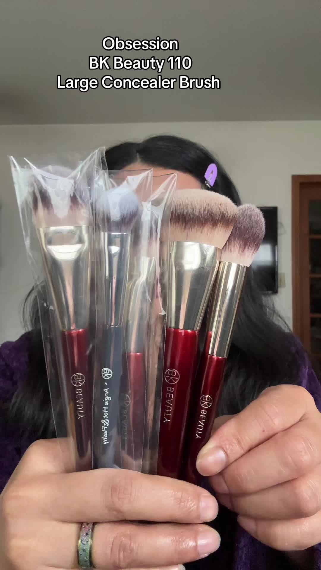 TikTok post by @geetagurung19 for BK Beauty. Caption reads: BK Beauty 110 Large Concealer Makeup Brush [...].
