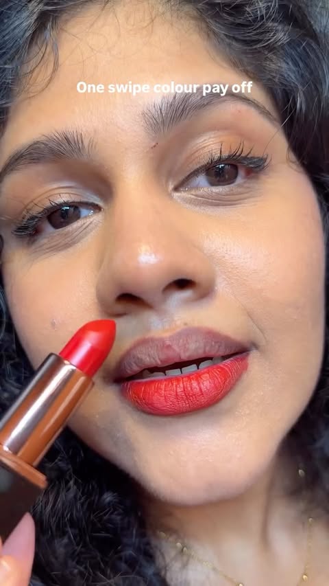 Instagram post by @merlinemmanuel_ for Pilgrim Makeup. Caption reads: [...] drying lipstick, lipstick swatch)....