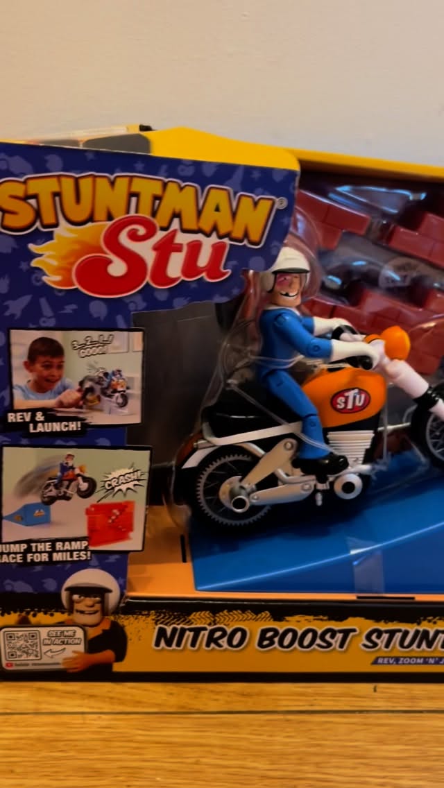 Instagram post by @isbellfamilyfun for The Entertainer. Caption reads: Ad/Gifted 

Stuntman Stu has crashed into the UK....
