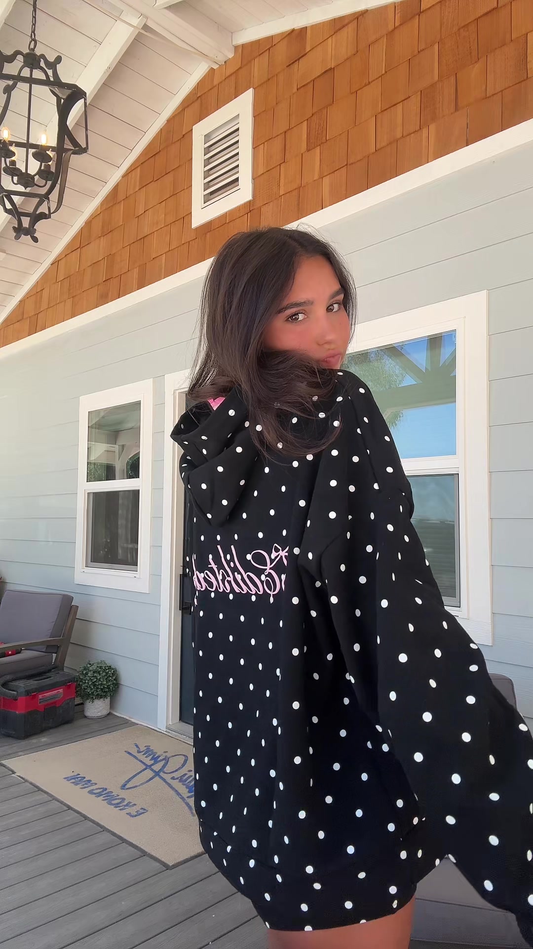 TikTok post by @madiluster for Edikted. Caption reads: comfy ootd with @Edikted use code MADR10 #21 [...].