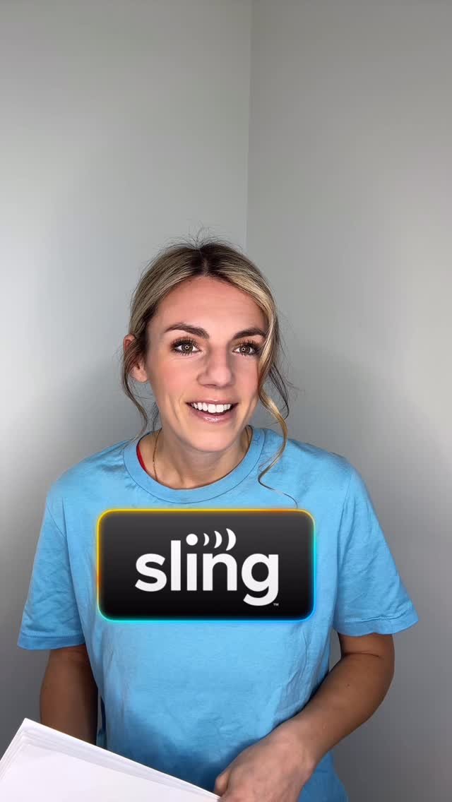 Instagram post by @annieagar5 for SLING TV. Caption reads: if the streaming services had a meeting. @sling 🔥....