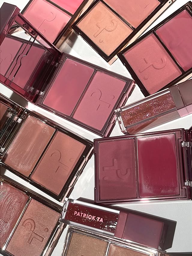 Instagram post by @leslovesbeauty for Patrick Ta. Caption reads: ✨🩷 taking all of my @patricktabeauty pretties....