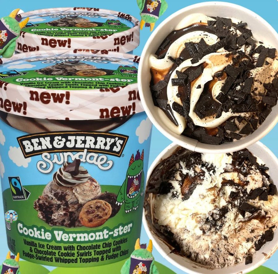 Instagram post by @markie_devo for Ben & Jerry's. Caption reads: There’s a little Cookie Vermont-ster in all of....