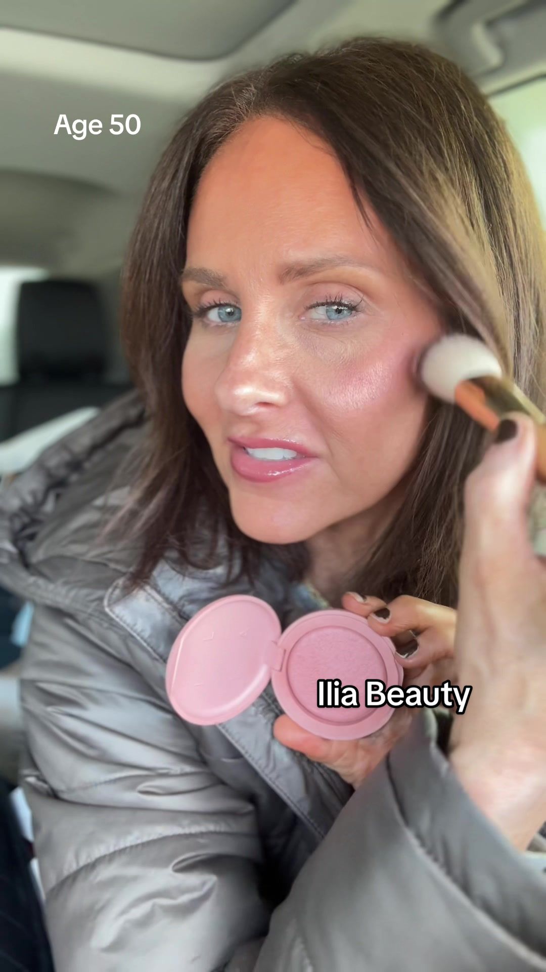 TikTok post by @alanahutto for ILIA Beauty. Caption reads: @ILIA Beauty STOP blush from settling [...].