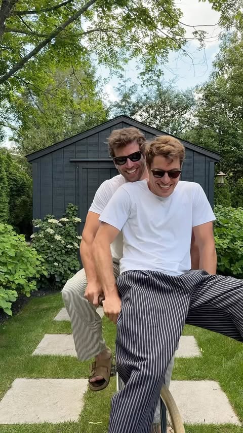 Instagram post by @taylorjphillips for Banana Republic. Caption reads: Summertime in our backyard in @bananarepublic....