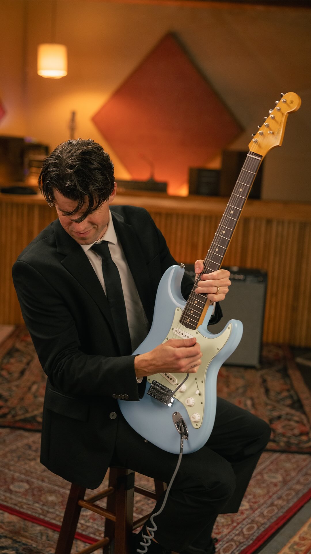 Instagram post by @c0ryhans0n for Fender. Caption reads: There’s nothing like a classic Strat. 🎸 Meet the....