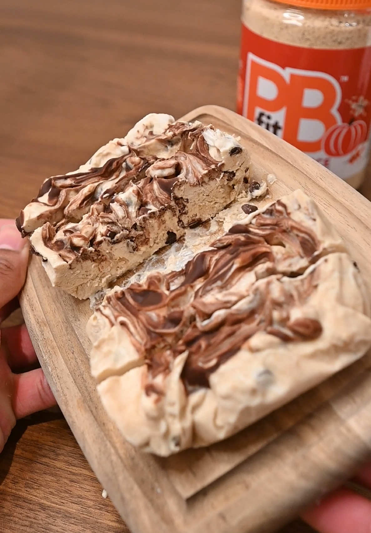 TikTok post by @smoothieflip for PBfit. Caption reads: froyo oatmeal cookie bars made w/ @PBfit pumpkin....