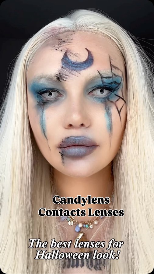 Instagram post by @blairxbx for Candylens. Caption reads: 👁️✨ My Halloween lineup with @candylensdotcom is....
