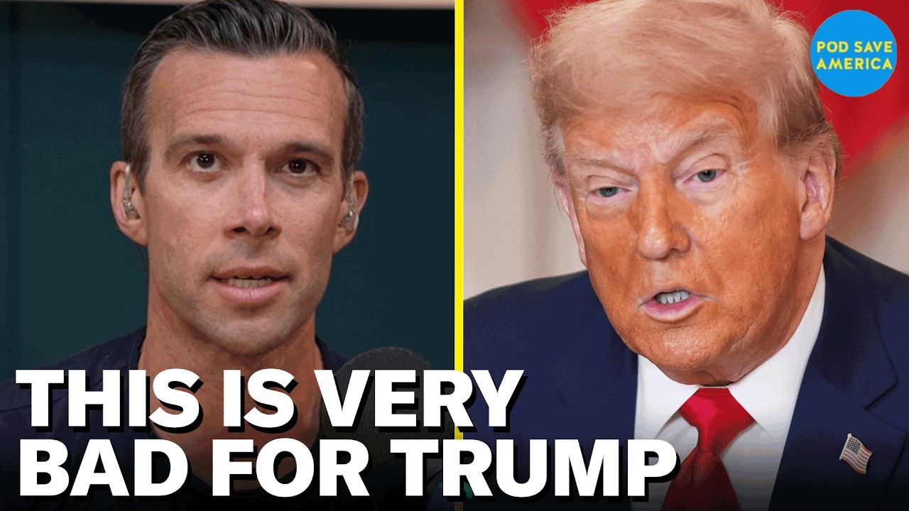 YouTube post by @podsaveamerica for Squarespace. Caption reads: Trump HIT BY REALITY After Badly Failing Major....
