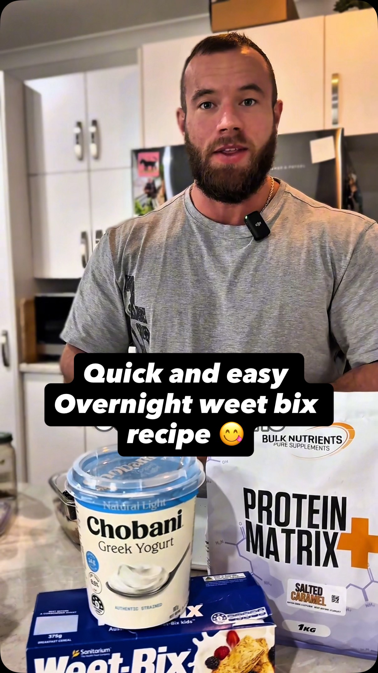Instagram post by @tomstanley_ifbbpro for Bulk Nutrients. Caption reads: Save this recipe ‼️ 
Macros are 43P 39C 2F (380....