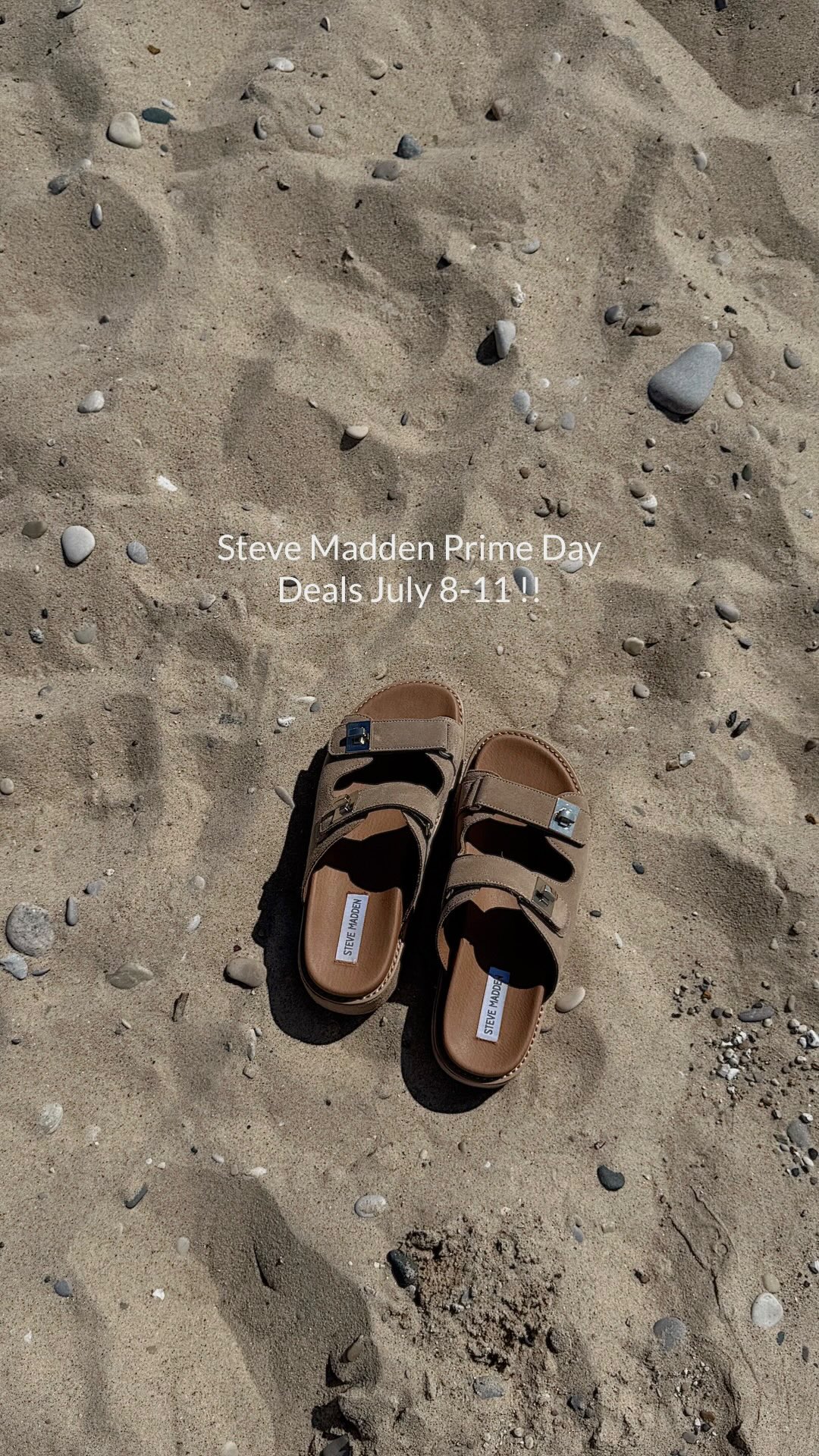 Instagram post by @jessiewrighto for Steve Madden. Caption reads: summer treat from @stevemadden & @buywithprime is....