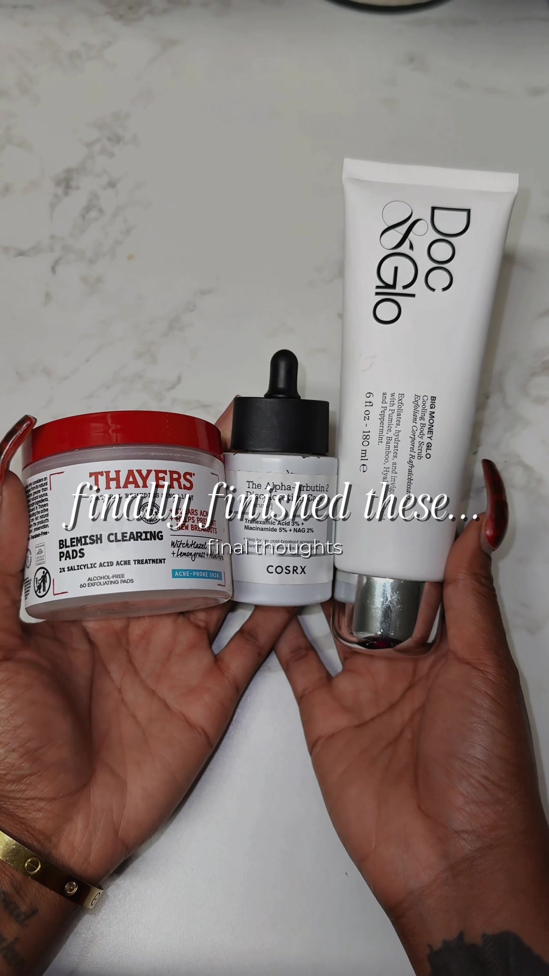 TikTok post by @themalibudarby for Doc & Glo. Caption reads: [...] drops tonight. featured: @Thayers @Doc & Glo....