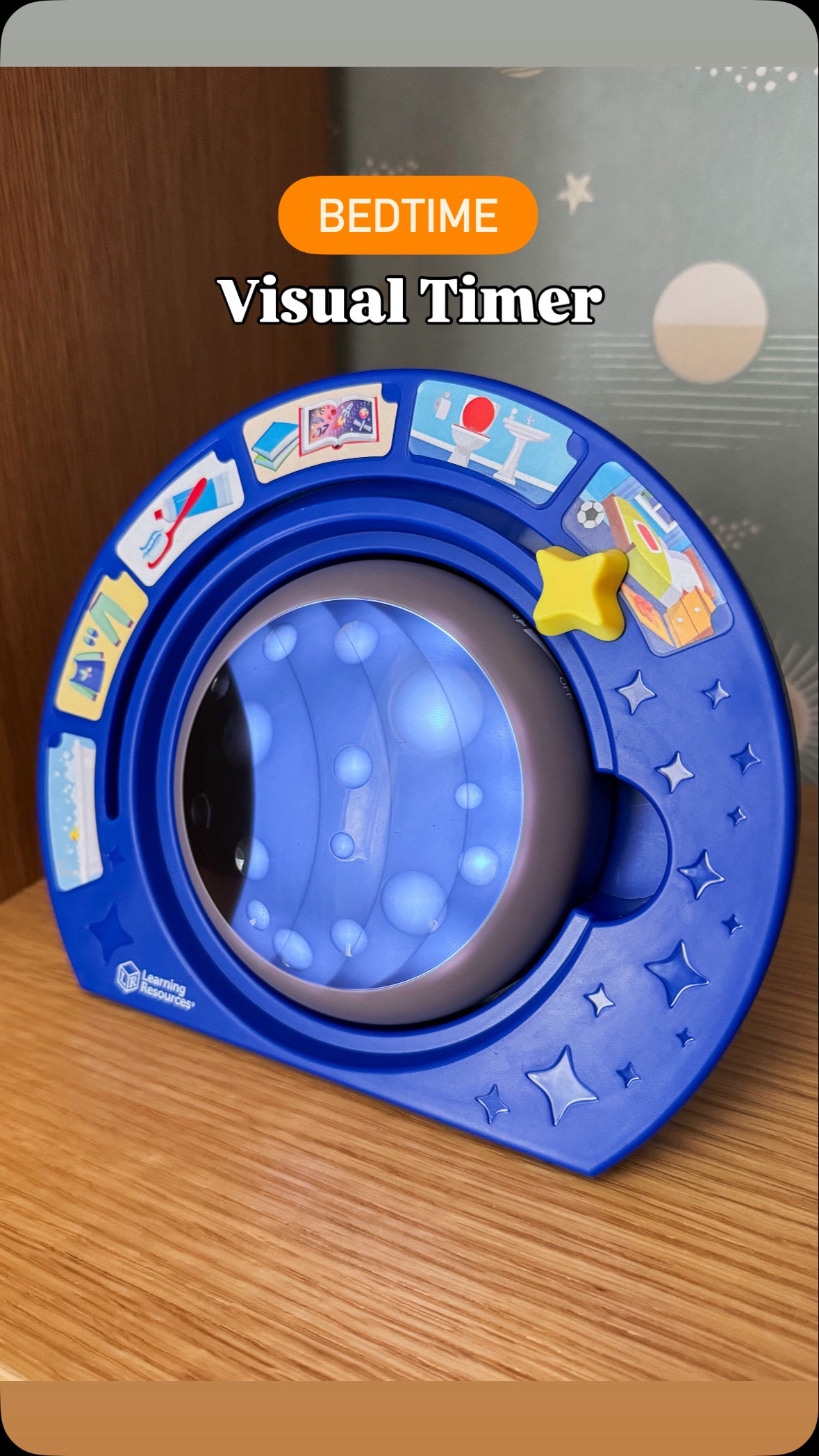 Instagram post by @playbakecreate for Learning Resources. Caption reads: Having trouble with bedtime as the #backtoschool....