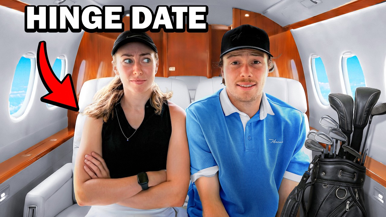 YouTube post by @cheekygolfclub for Takomo Golf. Caption reads: She Said Yes to a Private Jet Golf Trip (We Met on....