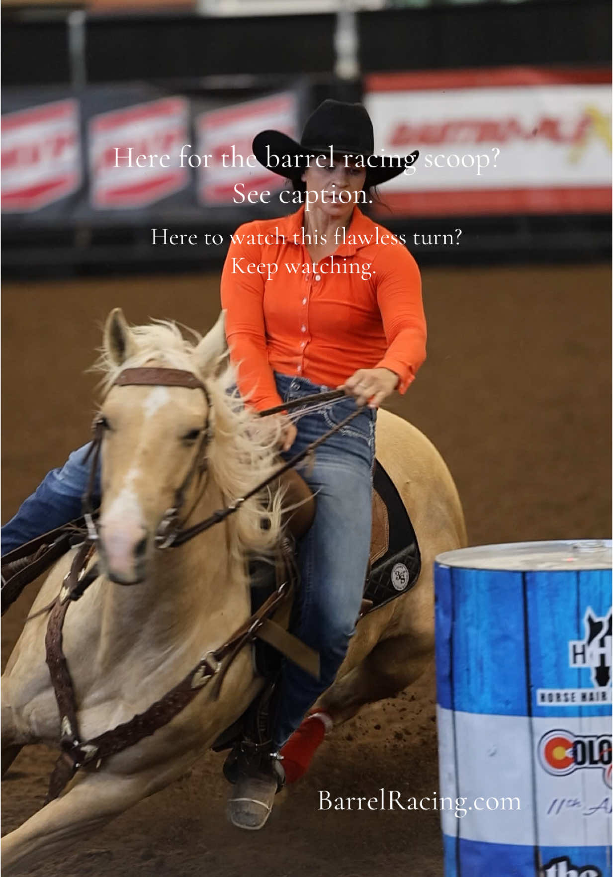 TikTok post by @barrelracingdotcom for Chewy. Caption reads: June is about to be WILD at BarrelRacing.com....