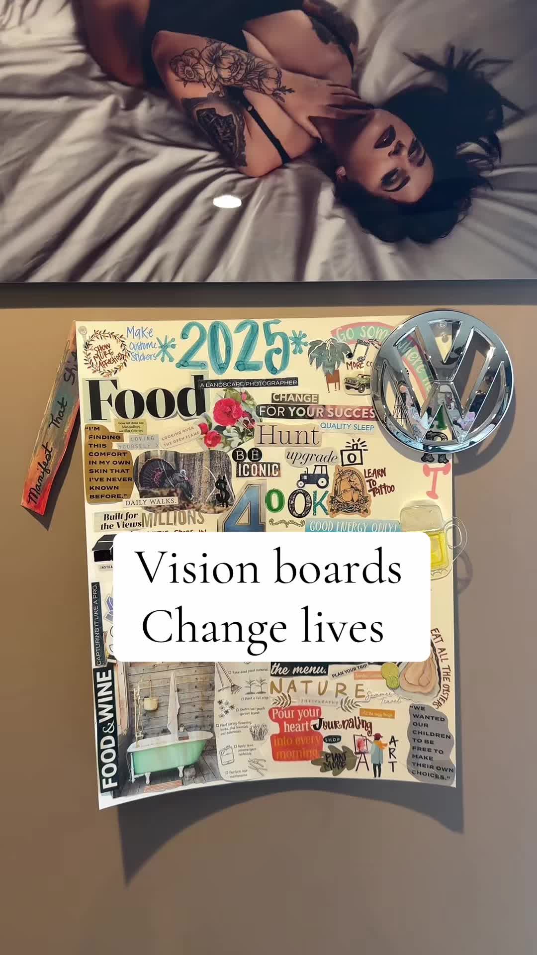TikTok post by @.tiffany.brooke for TangoBird Publishing. Caption reads: @TangoBird #visionboards #manifesting #fyp.