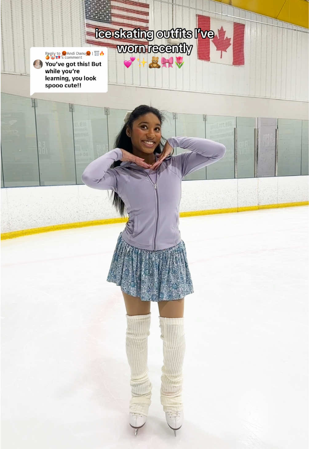 TikTok post by @sherlanamariee for GOLD HINGE. Caption reads: [...] #iceskatingtiktok #figureskating  @goldhinge....