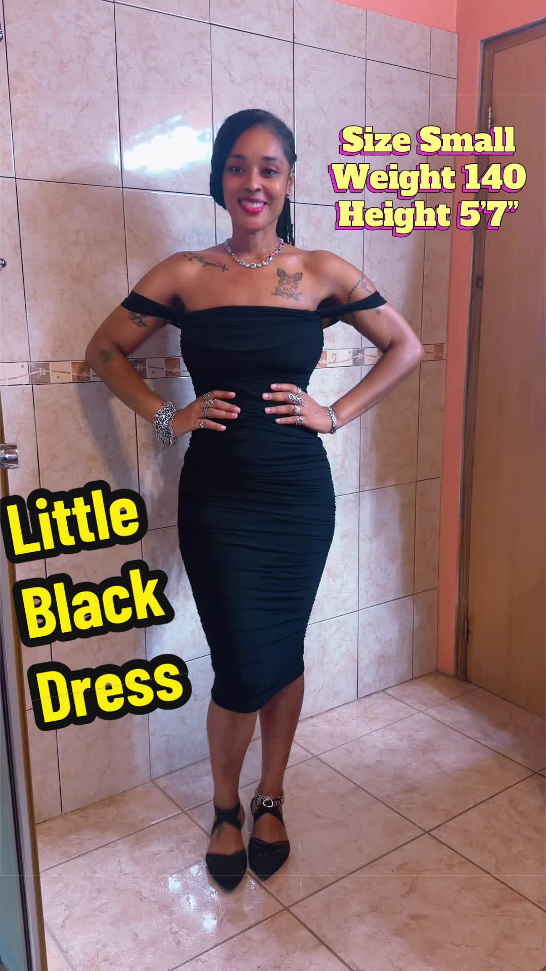 TikTok post by @ashybermudez for OYS-beauty. Caption reads: @OYSHO #littleblackdress @OYS-beauty....