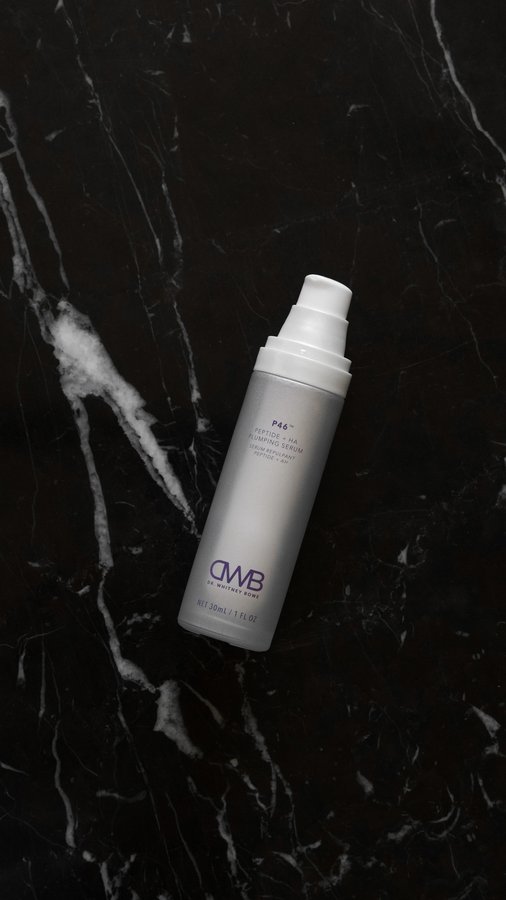 Instagram post by @skincarestandard for Dr. Whitney Bowe Beauty. Caption reads: [...] Peptide + HA Plumping Serum from....