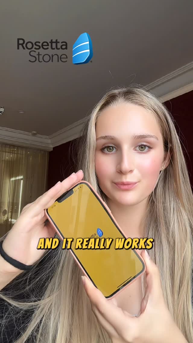 Instagram post by @annalindeeb for Rosetta Stone. Caption reads: [...] language? 🤔 🎙️ I’ve been using Rosetta....