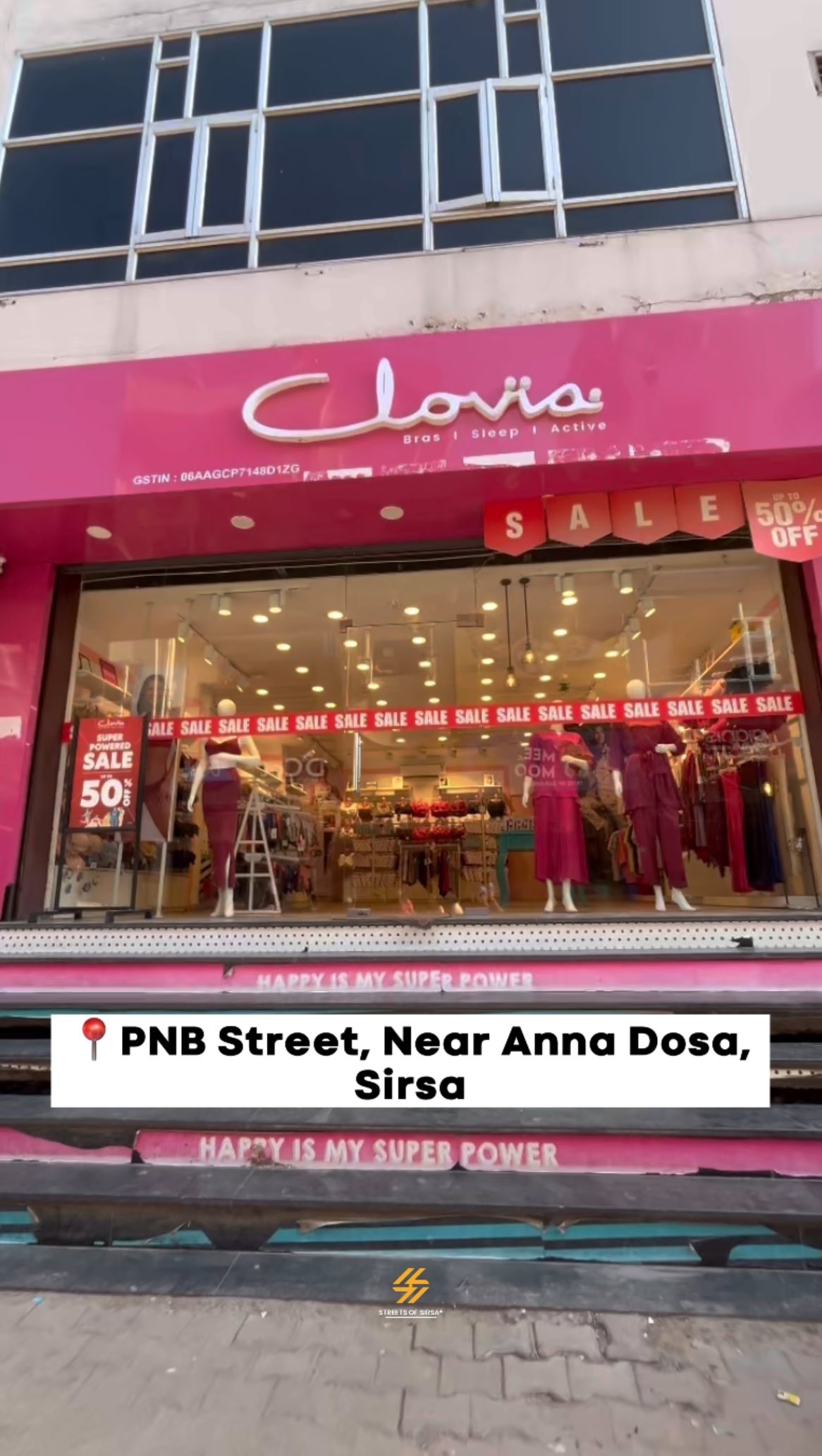 Instagram post by @streets.of.sirsa for Clovia. Caption reads: ✨ Attention ladies! ✨ 
Discover this hidden gem in....